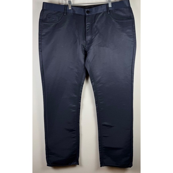 Barabas Italy Other - Barabas Italy Mens Navy Blue Sateen Slim Fit Handcrafted Trousers Size 42